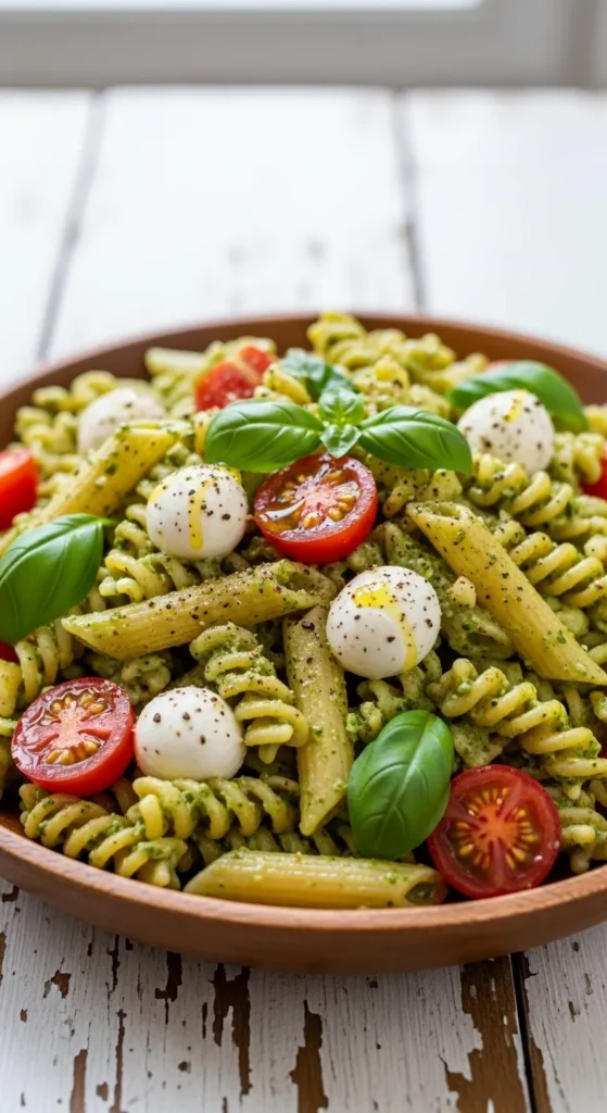 Creamy Pesto Pasta Salad with a Velvety Finish