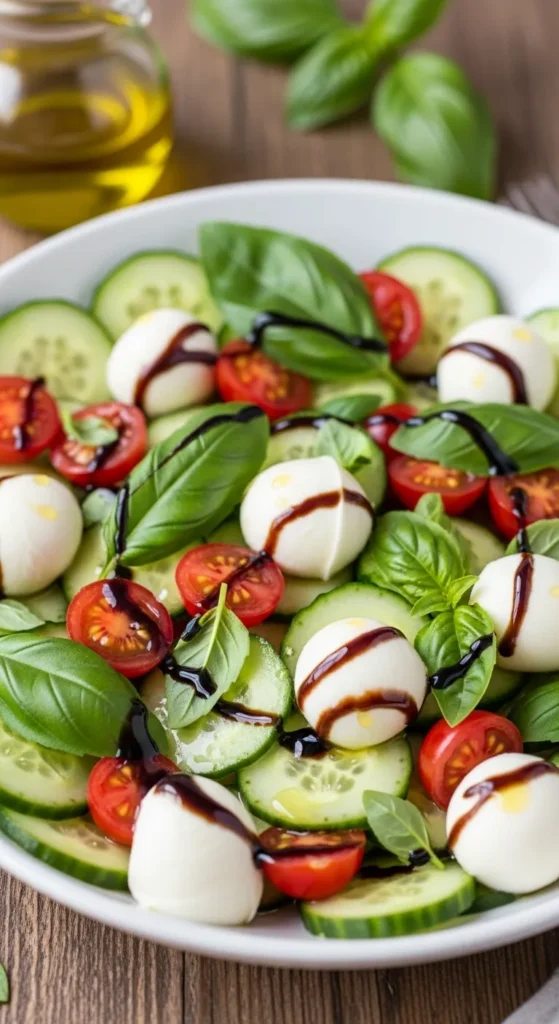 Cucumber Caprese Salad with Fresh Basil