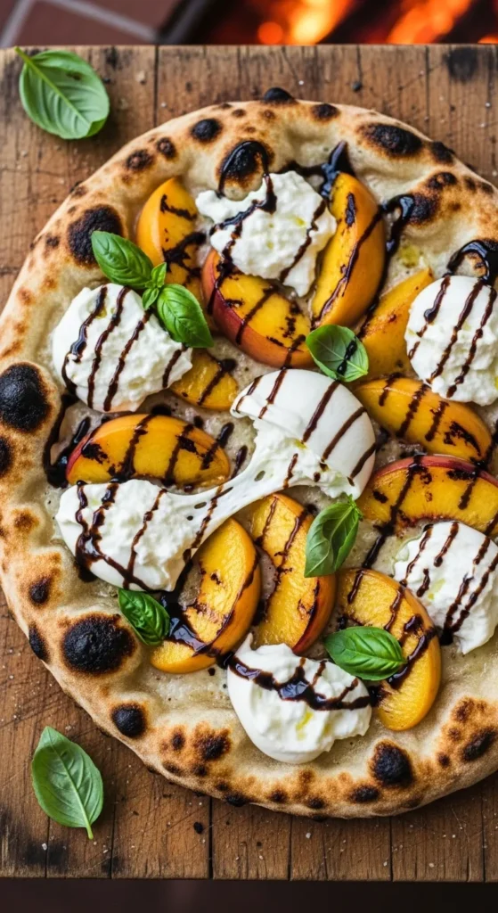 Fire-Roasted Peach & Burrata Flatbread