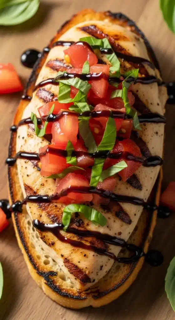 Grilled Bruschetta Chicken with Balsamic Reduction