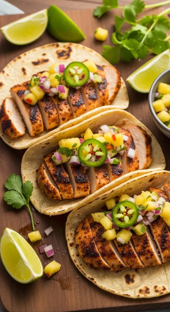 Grilled Chicken Tacos with Pineapple Salsa