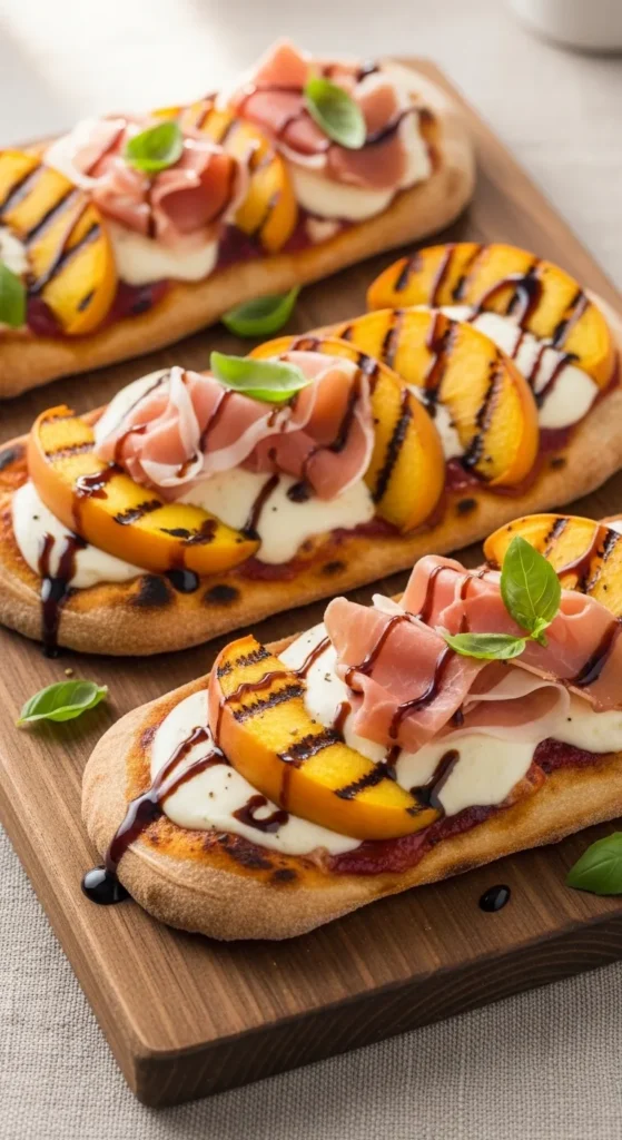 Grilled Peach & Prosciutto Flatbreads