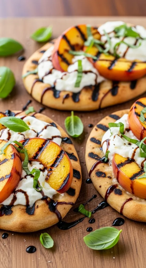 Grilled Peach and Burrata Flatbreads