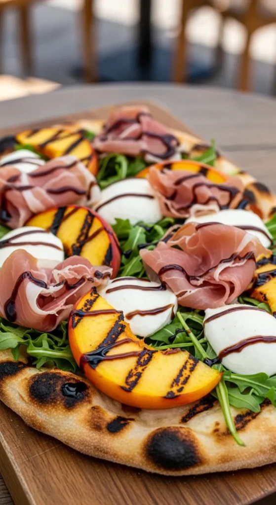 Grilled Peach and Prosciutto Flatbread