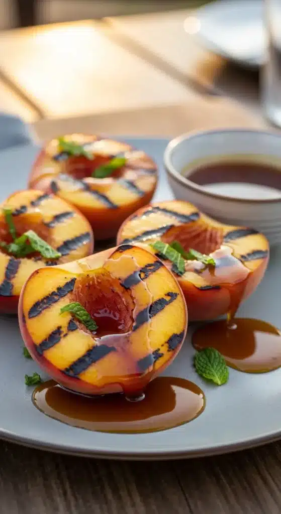 Grilled Peaches with Bourbon Honey