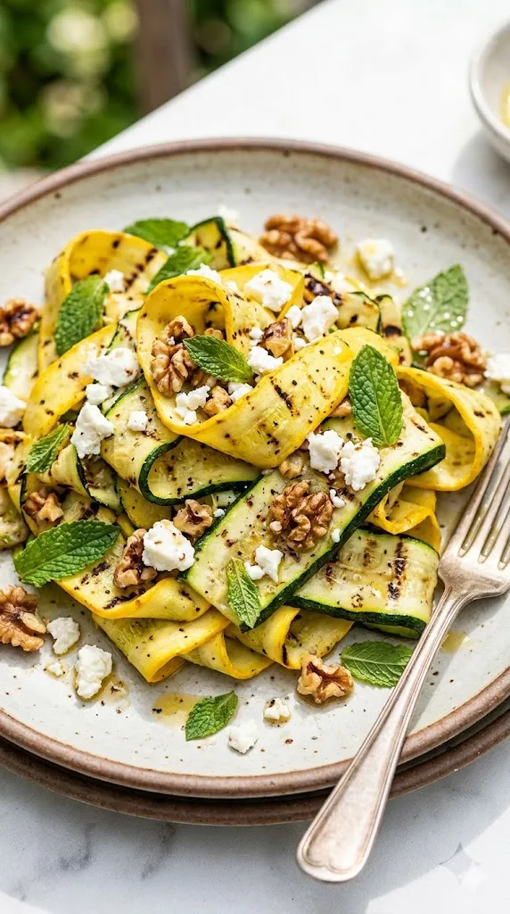 Grilled Summer Squash Salad with Feta and Mint