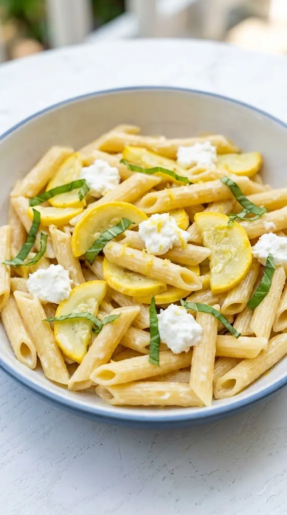 Lemony Summer Squash & Goat Cheese Penne