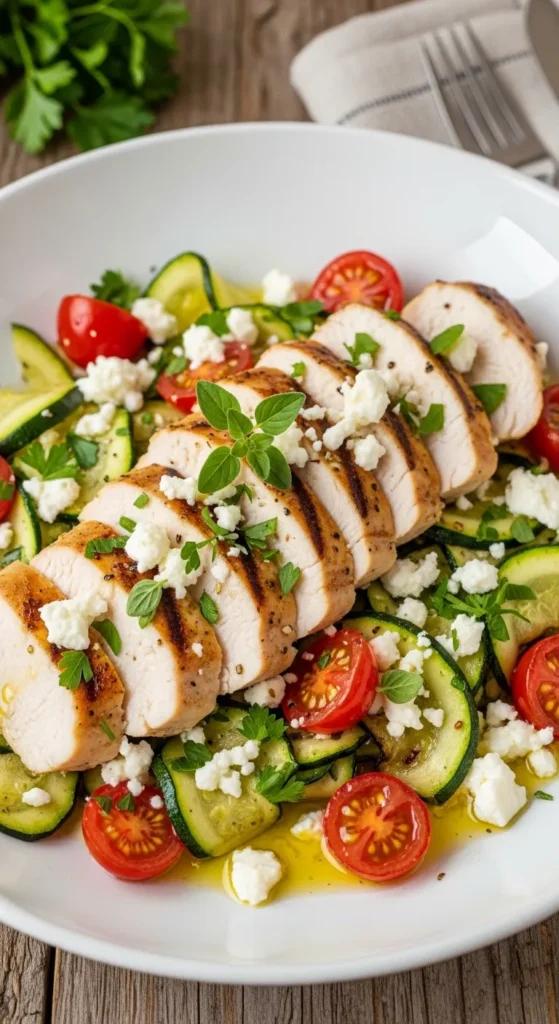 Mediterranean Chicken with Zucchini and Feta