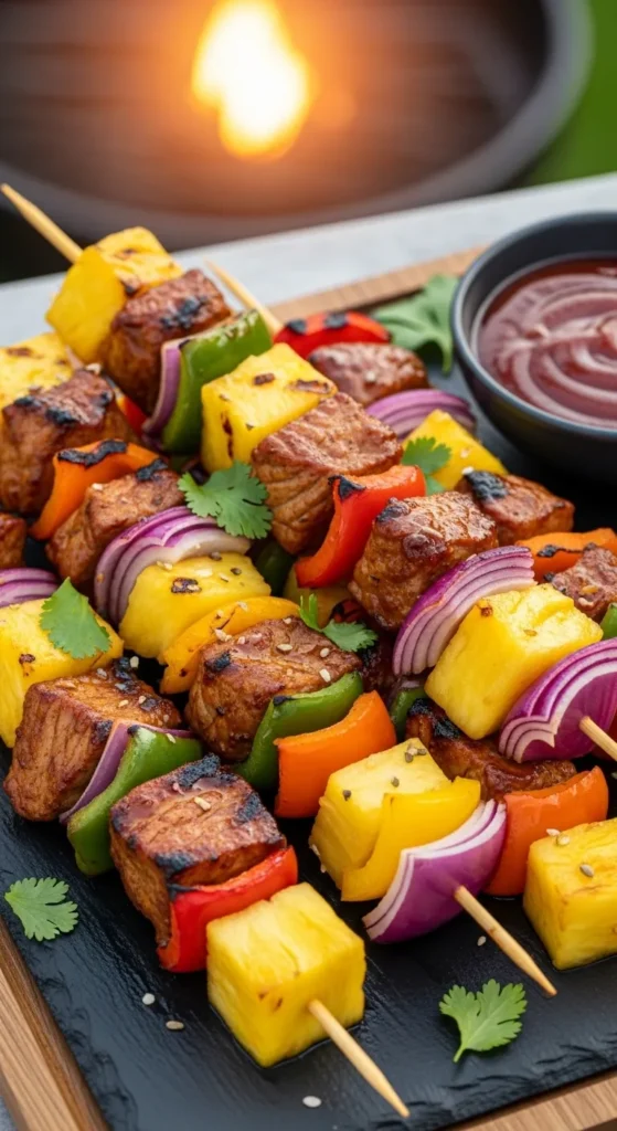 Pineapple BBQ Pork Skewers Perfect for Grilling Season