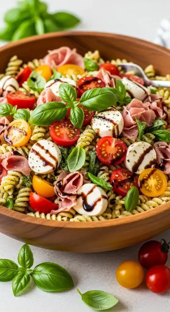 Prosciutto Caprese Pasta Salad