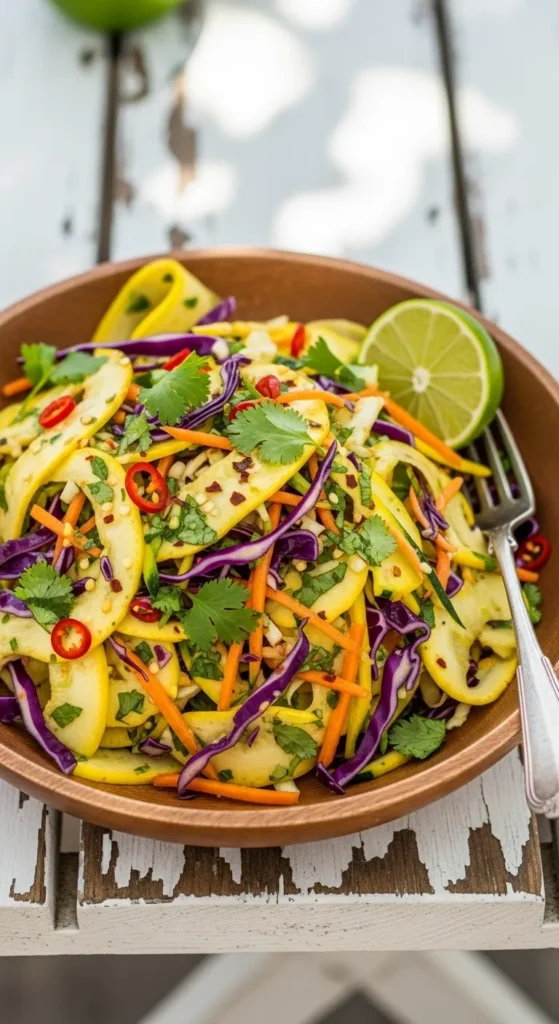 Quick and Zesty Raw Yellow Squash Slaw