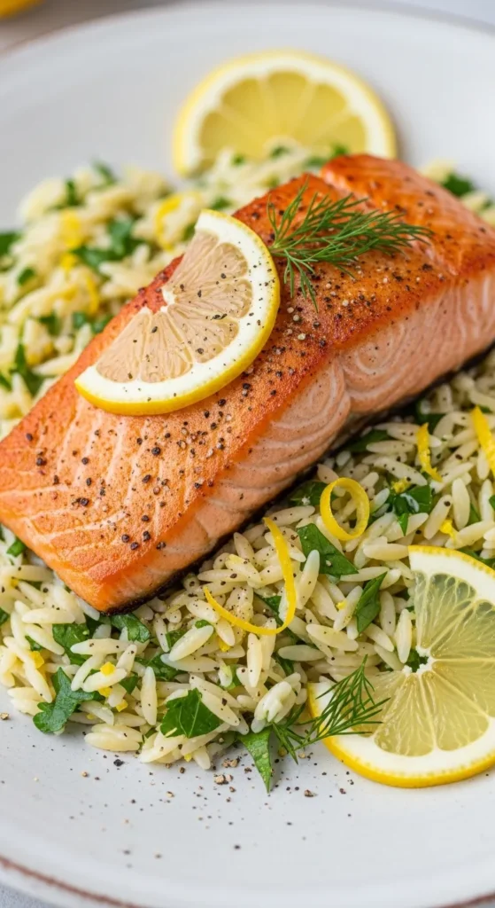 Salmon with Lemon Orzo