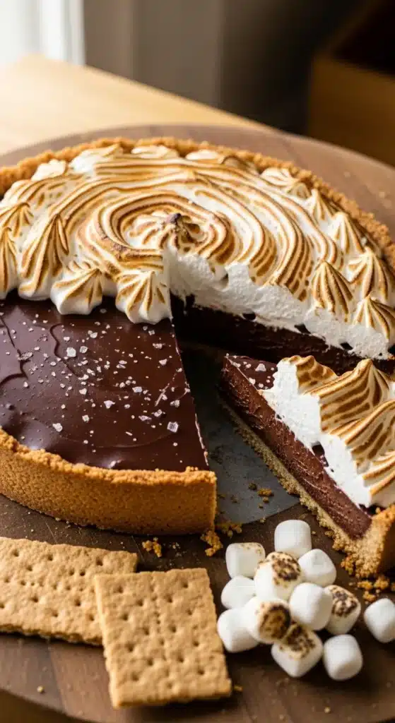 Salted Dark Chocolate S'mores Tart