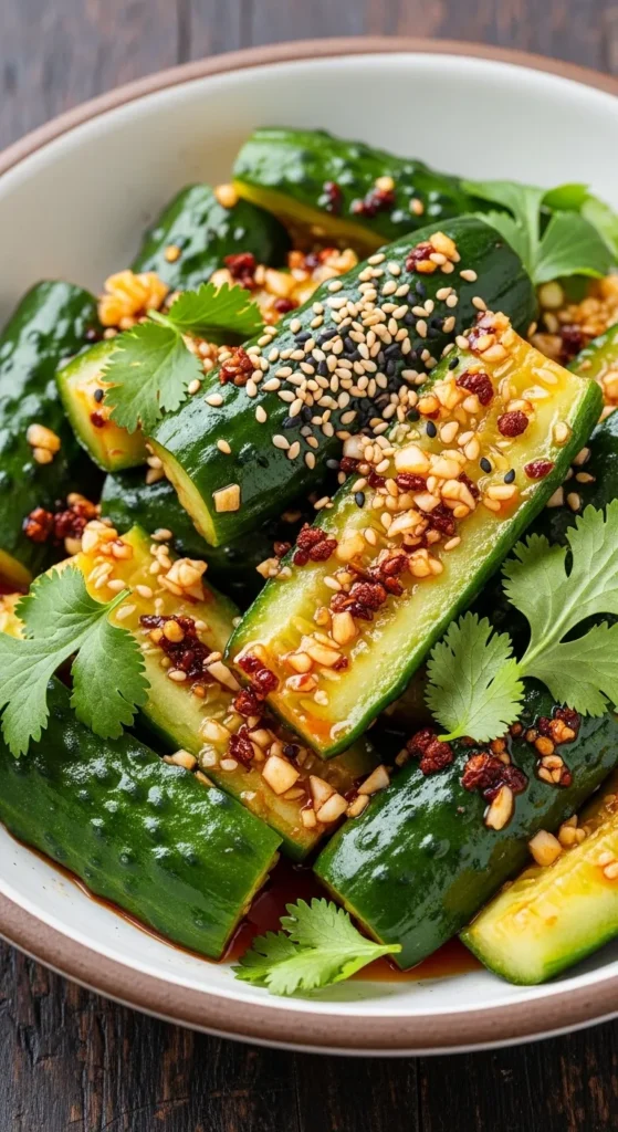 Smashed Cucumber Salad with Chili Oil