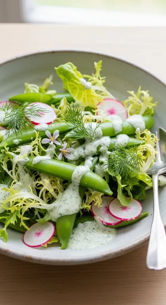Snap Pea and Radish Salad with Creamy Dill Dressing
