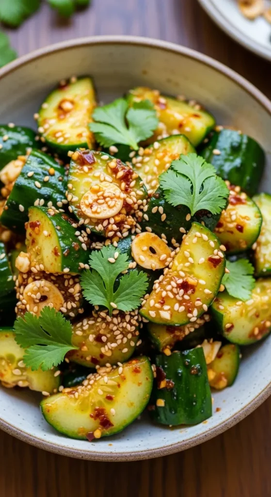 Spicy Cucumber "Smashed" Salad