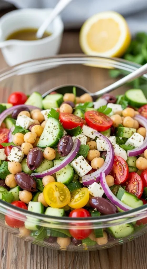 The "Dump & Go" Mediterranean Chickpea Salad
