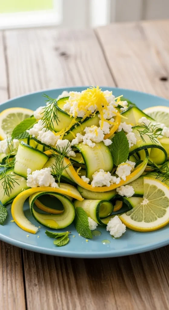 Zucchini Ribbon Salad with Lemon and Feta