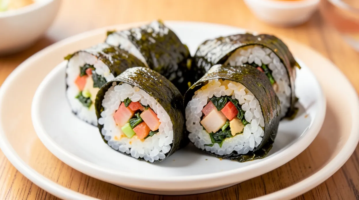 Mini Spam Rice Rolls Spam Kimbap (Korean Seaweed Rice Rolls)