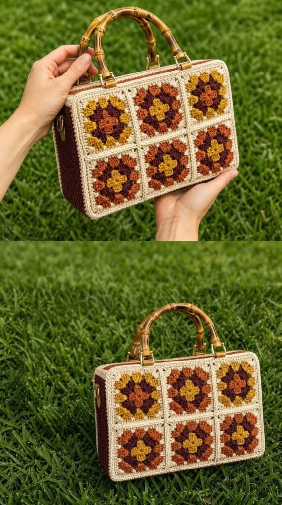 Autumn Harvest Granny Square Handbag Free Crochet Pattern