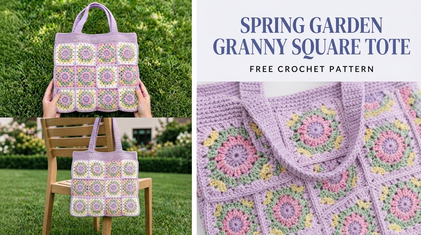 Spring Garden Granny Square Tote Free Crochet Pattern