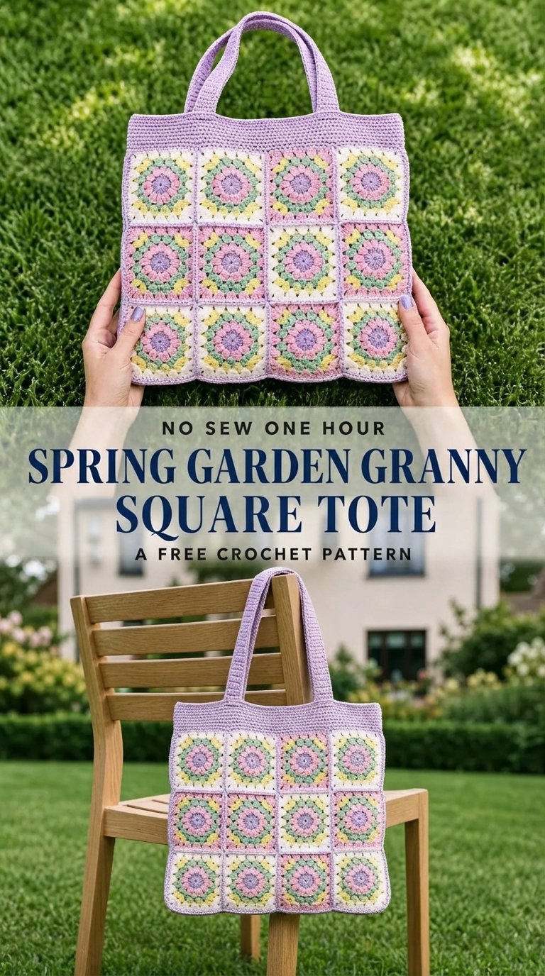 Spring Garden Granny Square Tote Free Crochet Pattern